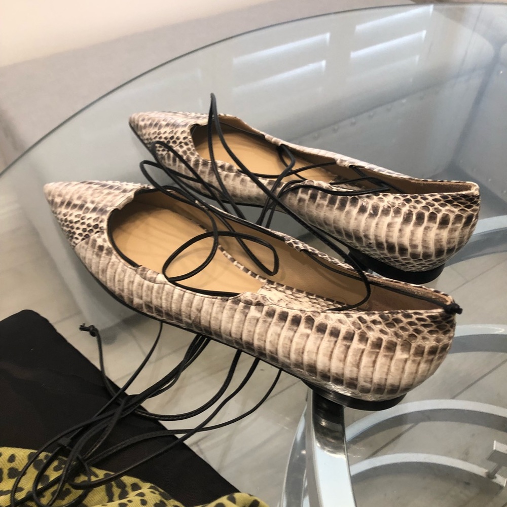 Lace up flats with dust bag NWOT